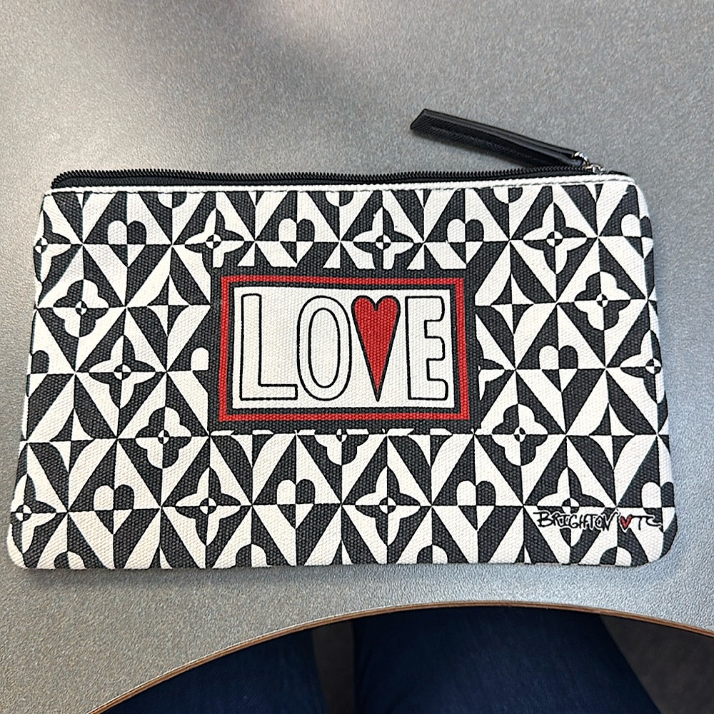 Brighton Fashionista Tom Clancy Love Clutch Pouch Black White Zipper